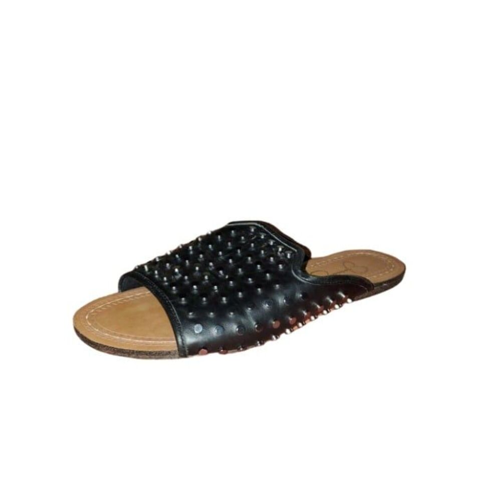 Jessica Simpson Womens Mules Black 5.5 Kloe Silver Studded Slip Ons